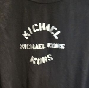 Michael Michael Kors Womens XL Black Silver Metallic Foil Logo Graphic T-Shirt